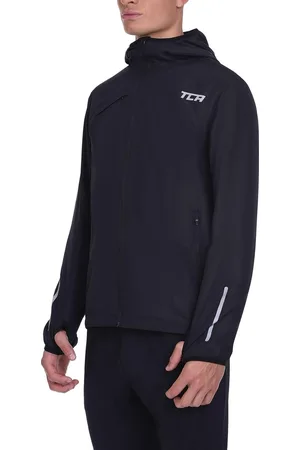 TCA Softshelljas voor heren, reflecterend, ademend en opvouwbaar, met zakken met ritssluiting, Zwart, S