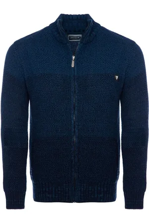 Carisma Heren Vest Opstaande Kraag Gebreid Indigo 7778 - XXL