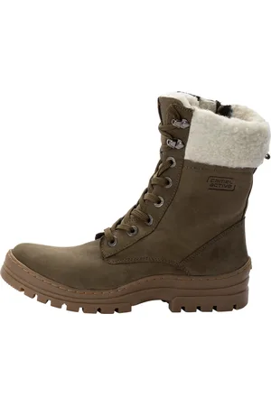 Camel Active Laarzen van nubuckleer met warme wollen voering - Maat womenswear-36 - Khaki