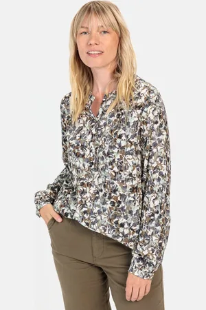 Camel Active Blouse met lange mouwen met opstaande kraag - Maat womenswear-XS - Lichtbruin