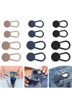 Merkloos Knoopverlenger voor jeans - 12 stuks in 3 kleuren - Tailleverlengers voor broeken - Tailleknoopverlengers - Gemakkelijk te gebruiken .