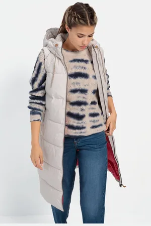 Camel Active Lang puffervest met capuchon - Maat womenswear-34 - Pearl