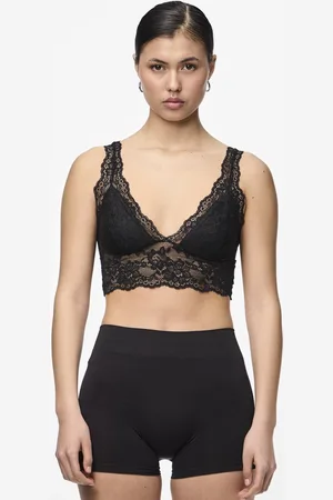 Pieces® Bralette kant - Lace Bra Top - Zwarte dames kanten bh top - - XL