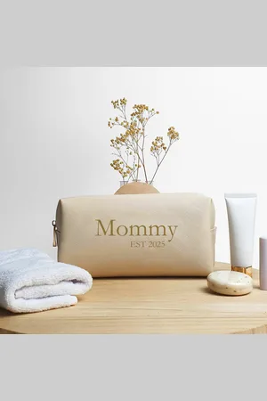 BagBase Toiletzak met naam - Mommy est - Oyster - Cadeau mama - Cadeau - Toilettas