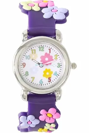 Fashion Favorite Kinderhorloge 3D Bloem - Paars | Kunststof/Plastic | Ø 28 mm |