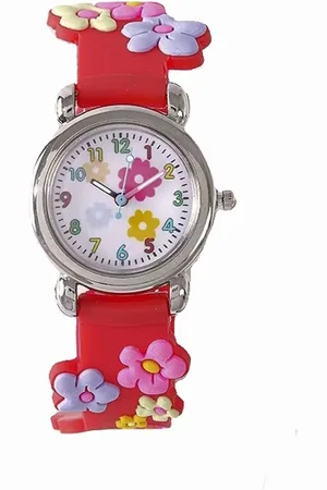 Fashion Favorite Kinderhorloge 3D Bloem - Rood | Kunststof/Plastic | Ø 28 mm |