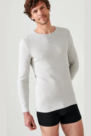 Damart T-shirt Thermolactyl met ronde hals en geribde fleece - Heren - - S