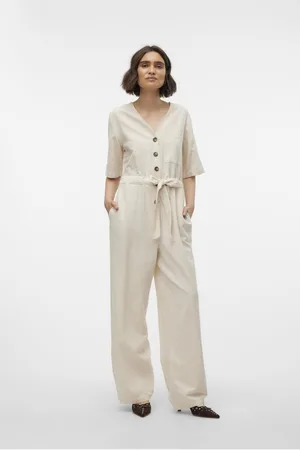 VERO MODA Broek Vmjazzlyn 2/4 V-neck Jumpsuit Vma 10305279 Natural/melange Dames Maat - XS