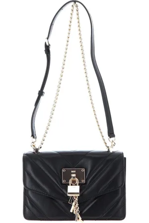 DKNY Leren Schoudertas Elissa Shoulder Bag Zwart