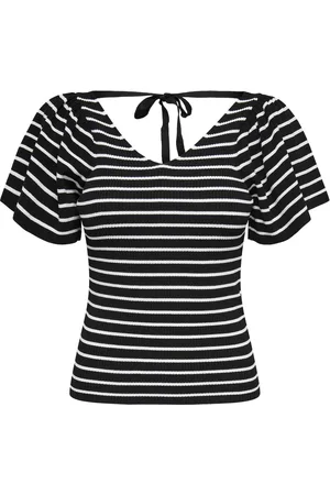 ONLY T-shirt Onlleelo Stripe S/s Back Pullover E 15283760 Black/cloud Danc Dames Maat - S