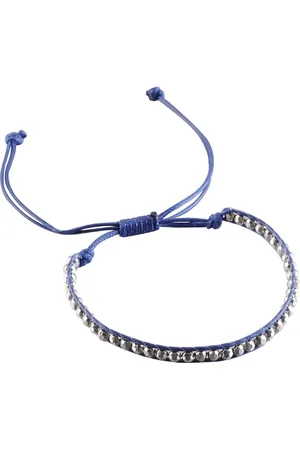 Behave Armband - Verstelbaar - Donker Blauw met Zilverkleurige kraaltjes
