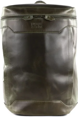 Buckle & Seam Leren Vrije tijd rugzak Rugzak met laptopvak Siwa Orange Leather Backpack 23L Donkergroen