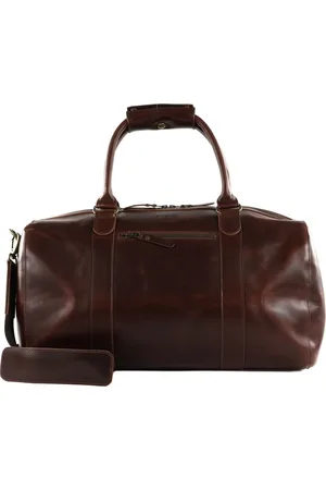 Buckle & Seam Leren Reistas Willow New Stripes Weekender Donkerbruin