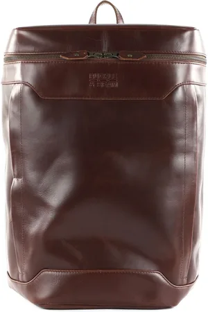 Buckle & Seam Leren Vrije tijd rugzak Rugzak met laptopvak Siwa New Stipes Leather Backpack 23L Donkerbruin