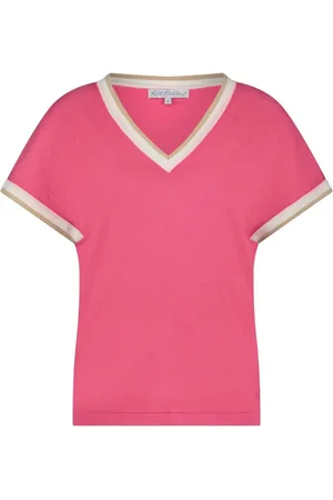 Red Button Jerry v-neck pink