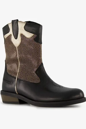 Braqeez Leren meisjes cowboy western boots goud - Maat 32 - Uitneembare zool