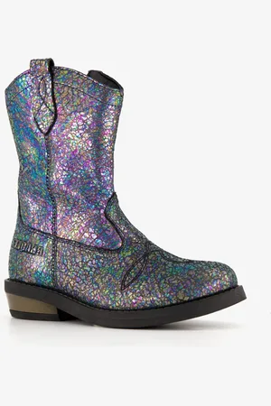 Braqeez Leren meisjes cowboy western boots metallic - Maat 26 - Uitneembare zool