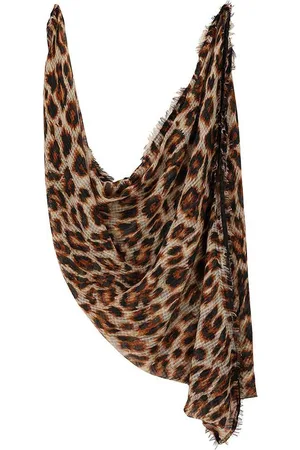 sarlini Dames Sjaal extra breed - Leopard - bruin - 200 x 60 cm - luipaardprint/panterprint