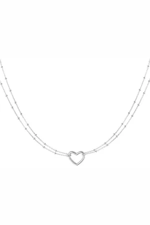 Yehwang Ketting Heart Hue - Hart - Dubbele ketting - Leuk - Valentijn - Vrouwen - Sieraad