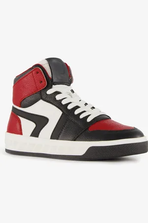 Groot Hoge leren jongens sneakers zwart - Maat 28 - Uitneembare zool