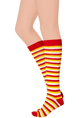 Apollo Kniekousen met strepen - - Maat 41/46 - Kniekousen oeteldonk - Oeteldonk - Kniekousen dames - Kniekousen carnaval - Kniekousen - Carnaval accessoires - Carnaval - Feestkleding