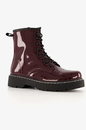 Blue Box Lak dames veterboots Bordeauxrood - Maat 39