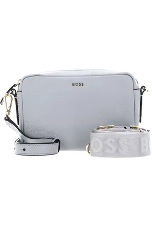 HUGO BOSS Leren Schoudertas Alyce Crossbody BM Lichtgrijs