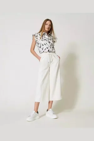 Twin-Set Twinset Losse broek met leereffect M