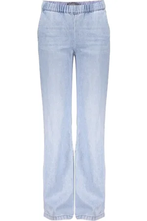 Geisha Zomer jeans broek meisjes - wide elastic waist - bleached denim