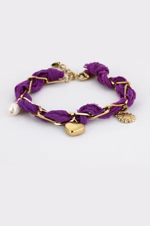 MICHELLE Stoffen schakelarmband gevlochten | LOVE | - Liefde - Valentijn - Cadeau