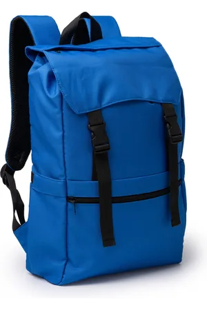 ROLY Blauwe Rugzak met flap gemaakt van 600D RPET. Flap met verstelbare sluitingen. Hoofdvak met binnenvak voor 15" laptop.