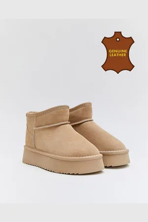 Buonarotti Dames Uggies - Pantoffels, Boots - Camel - Leer - Maat 38