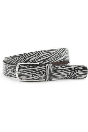A-zone Dames riem zwart/ wit zebra - dames riem - 3 cm breed - - Echt Leer - Taille: 100cm - Totale lengte riem: 115cm