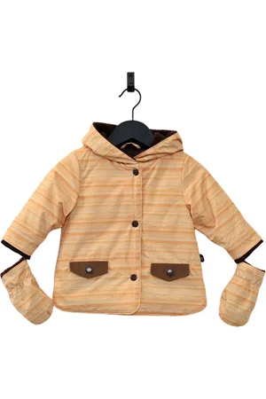Ducksday Winterjas voor baby - waterdicht - lightgewicht - fleece - afneembare wantjes - peuter - unisex - Oker geel - Donkerbruin - Dusk - maat 80