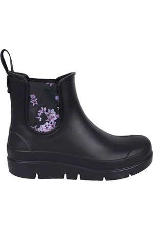 LEMIGO STELLA - Zwarte, extreem licht en comfortabele korte damesregenlaarzen met bloemen / 41