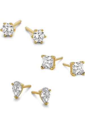 New Bling 9NB SET033 Zilveren Oorknopjes Dames - Set - 3 Paar - Druppel - Ster - Hartje - Zirkonia - Zilverkleurig