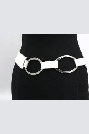 A-zone Dames heupriem met ringen - dames riem - 4 cm breed - - Echt Leer - Taille: 90cm - Totale lengte riem: 105cm