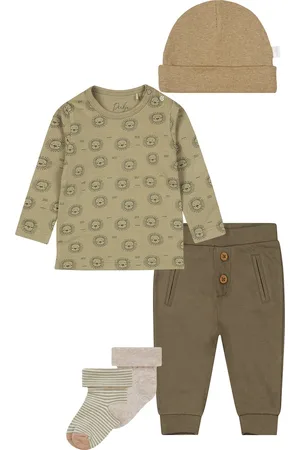 Dirkje Noppies - Kledingset - Broek - Shirt met leeuwtjes - Muts Nevel - Sokjes - Maat 68