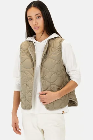 Camel Active Gewatteerde bodywarmer gemaakt van gerecycled polyester - Maat womenswear-40 - Salie Groen