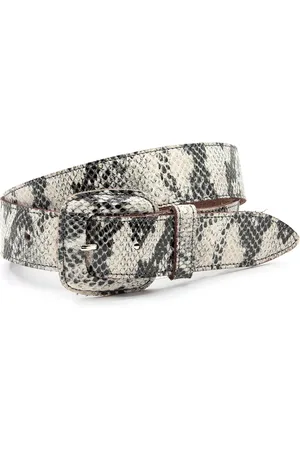 A-zone Dames riem slangen print creme/zwart - dames riem - 4 cm breed - - Echt Leer - Taille: 95cm - Totale lengte riem: 110cm