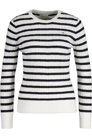 GANT Gebreide trui STRETCH COTTON CABLE STRIPE C-NECK