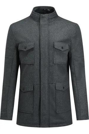 Allthemen Heren Regular Fit Jas met Opstaande Kraag - Halflang met Ritssluiting - XS