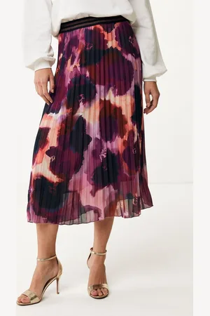 Mexx Plisse Allover Print Rok Paars Dames - Maat 34