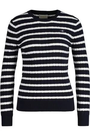 GANT Gebreide trui STRETCH COTTON CABLE STRIPE C-NECK
