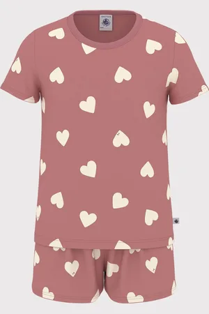 Petit Bateau Katoenen pyjama met short met hartjesprint Meisjes Pyjamaset - ;Wit