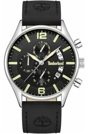 Timberland Zwarte Leren Horloge Met Stalen Kast 43 MM