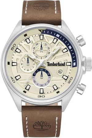 Timberland Bruin Leren Horloge Met Grijze Wijzerplaat