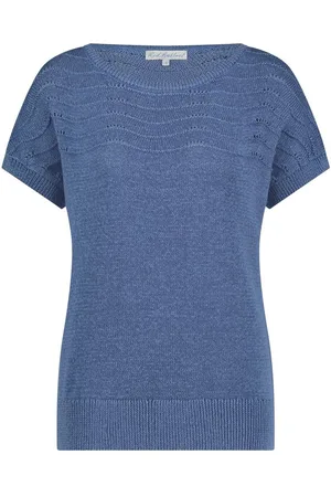 Red Button T-shirt Jerry Top Srb4483 Faded Blue Dames Maat - XL