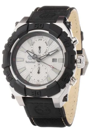 Timberland Zwarte Leren Horloge Met Datumfunctie 45MM