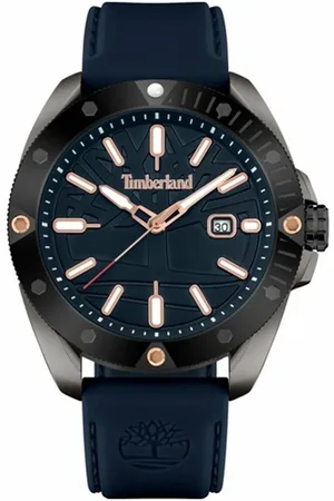 Timberland Blauwe Siliconen Horloge Met RVS Kast 45 MM